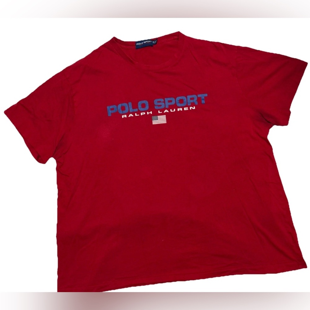 Polo Sport Ralph Lauren Y2K Vintage Mens Spellout S/S Shirt Red SZ. 2XB
